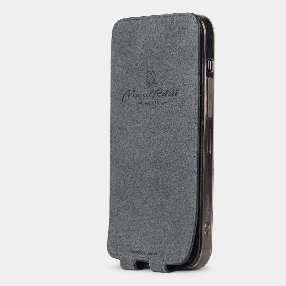 Чехол для iPhone 13 Pro Max из кожи страуса, черного цвета