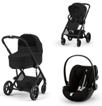 Коляска Cybex Balios S Lux BLK 2025 Aton B2 i-Size Volcano Black 3 в 1 Moon Black с дождевиками