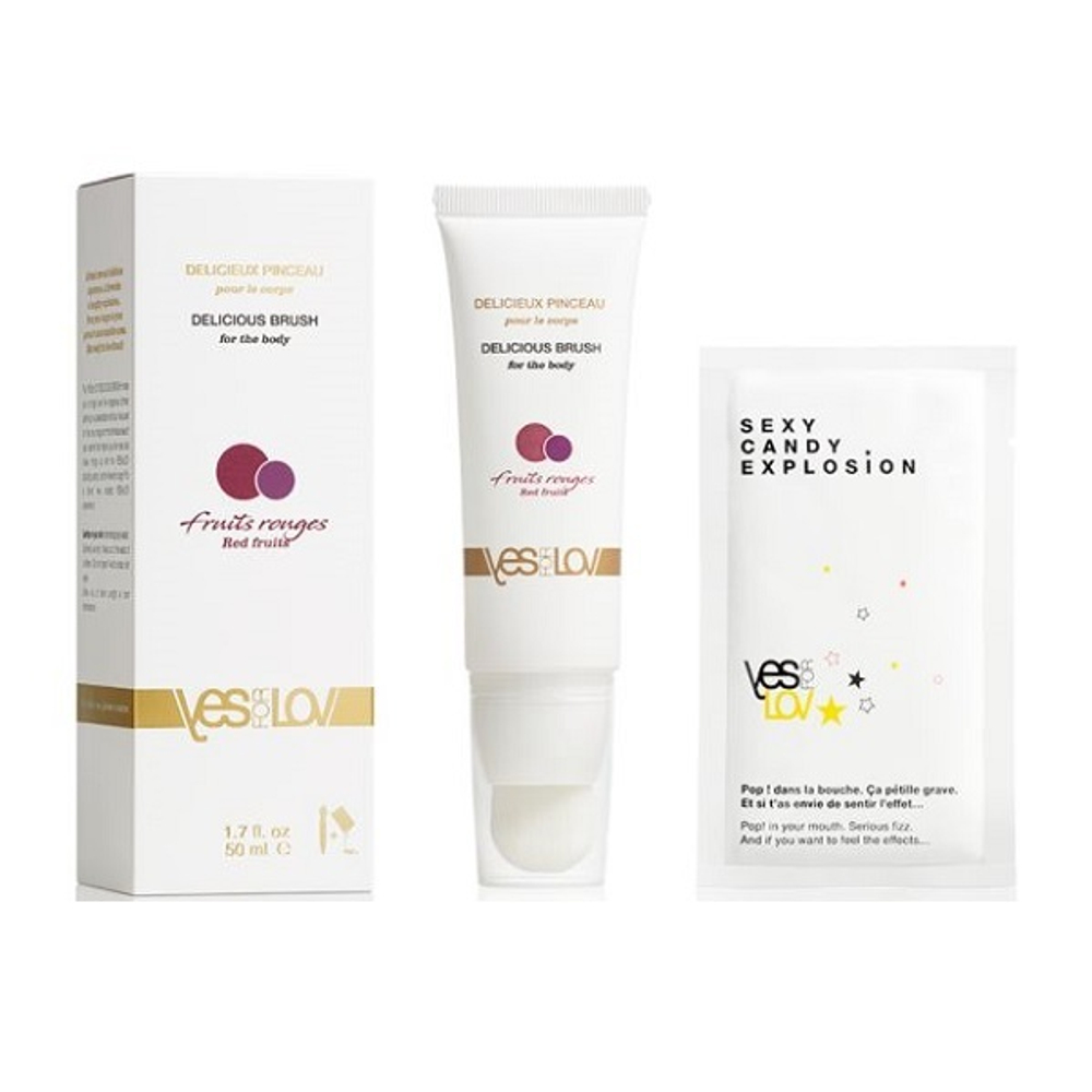 Массажное масло с кисточкой YESforLOV Delicious Brush Red Fruits 50мл