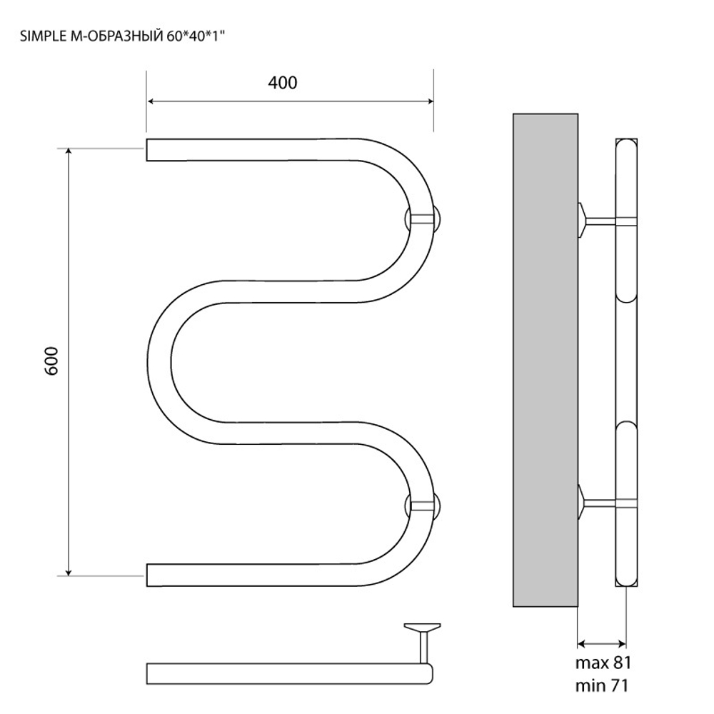 Полотенцесушитель MELODIA Simple 60/40 (MTRSP6040)