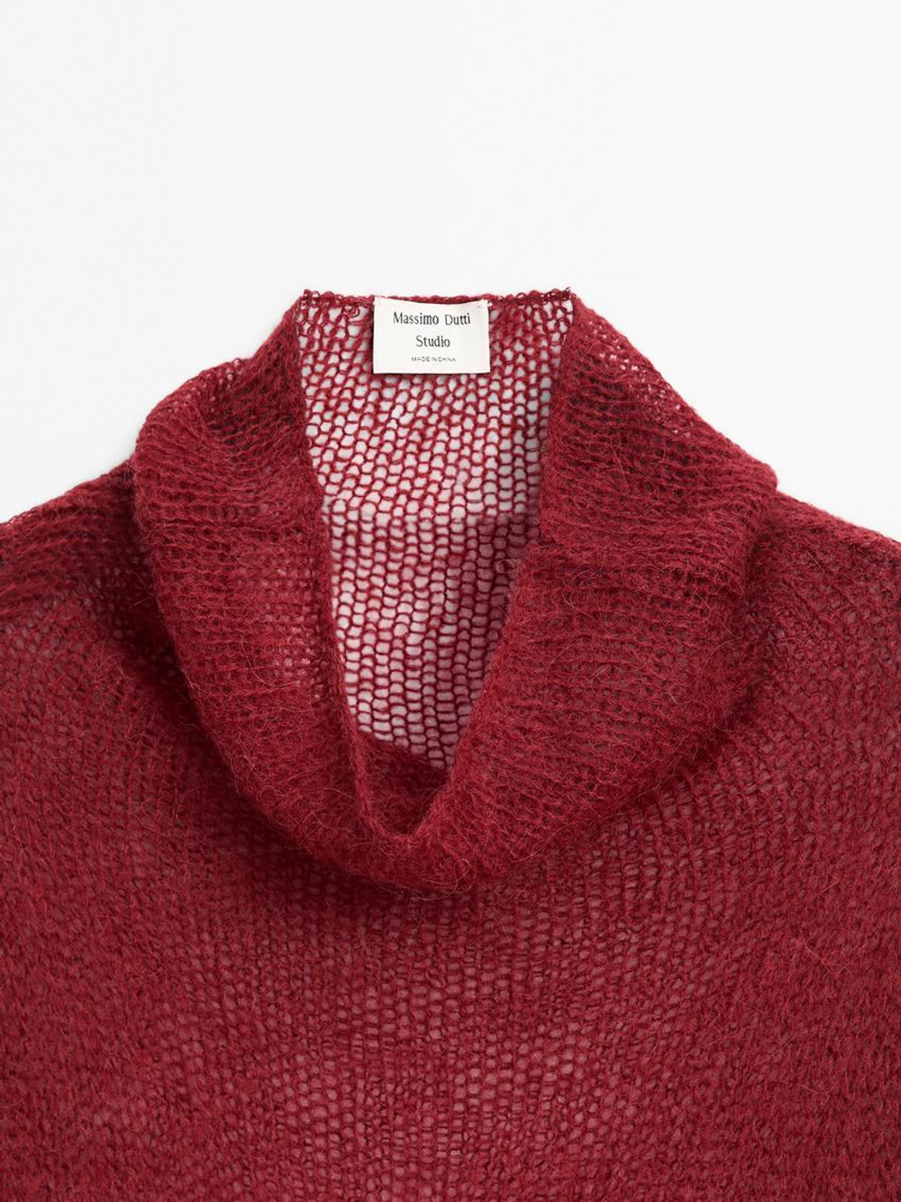 Massimo Dutti Ажурный свитер, винный