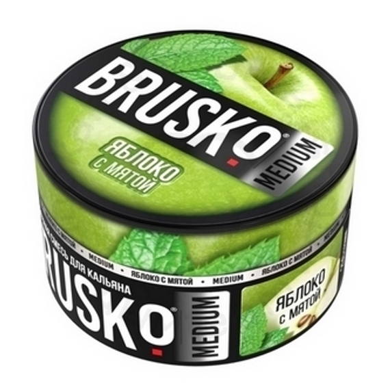 Бестабачная смесь для кальяна BRUSKO, 250 г, Яблоко с мятой, Medium (M)