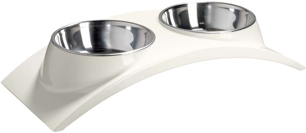 SuperDesign миска двойная на меламиновой подставке "Элеганс" 2 х 350 мл белая