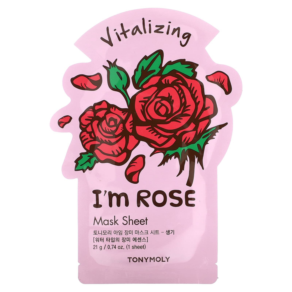 TonyMoly, I'm Rose, восстанавливающая тканевая маска, 1 шт., 21 г (0,74 унции)