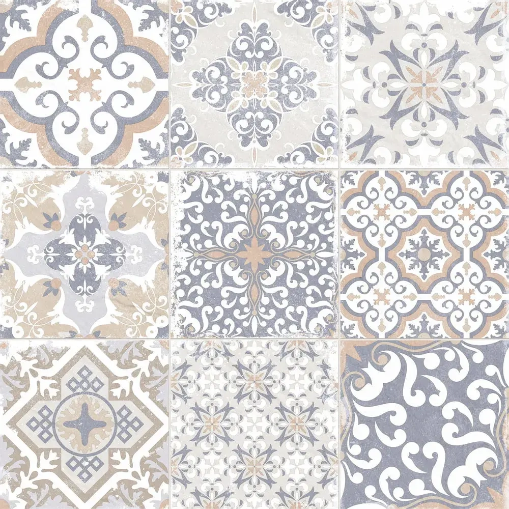 Керамогранит Alma Ceramica GFU04CTR14R Country 60x60 бежевый / голубой сахарный с орнаментом