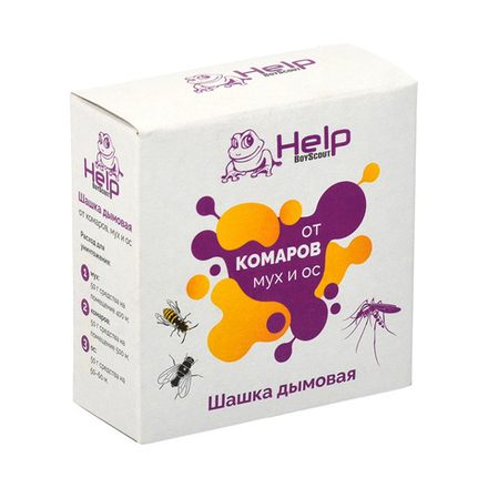 Шашка дымовая от комаров, мух и ос Help, инсектицидная, 50 г