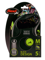 Поводок-рулетка Flexi Black Design M. Лента 5 м. для собак до 25 кг. Зеленый