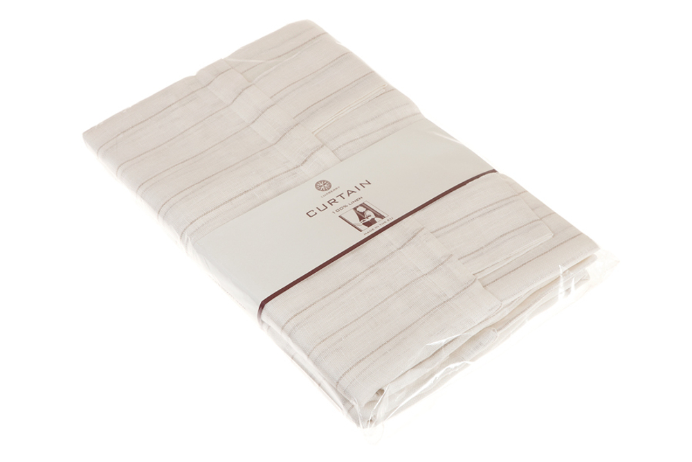 Шторы на петлях льняные 2шт Luxberry Timeless экрю в полоску Литва
