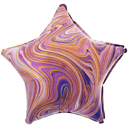 Шар Anagram звезда 18" с рисунком Мрамор фиолетовый #42101
