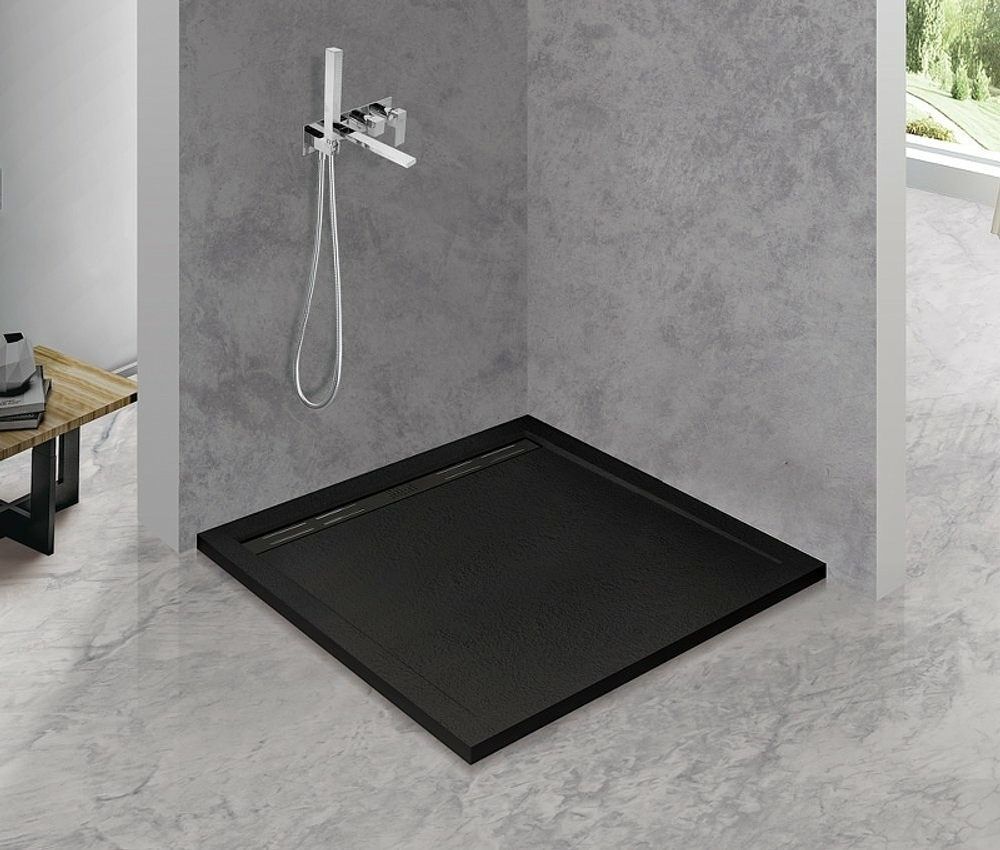 Душевой поддон из искусственного камня Cezares Tray AS 90x90 TRAY-AS-A-90-30-NERO Черный матовый