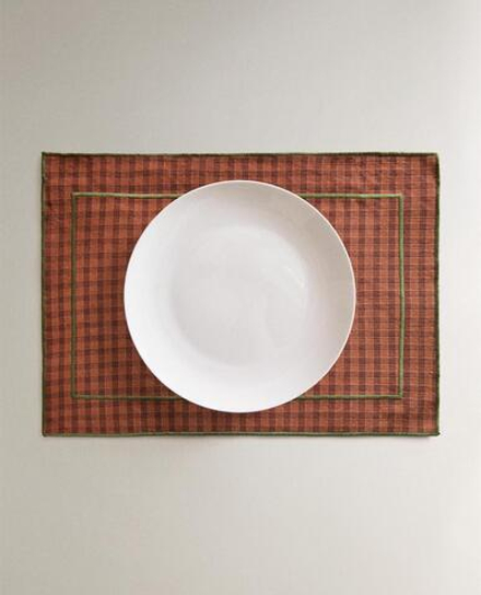 ZARA HOME САЛФЕТКА ПОД СТОЛОВЫЕ ПРИБОРЫ В КЛЕТКУ, ЦВЕТ КОРИЦЫ