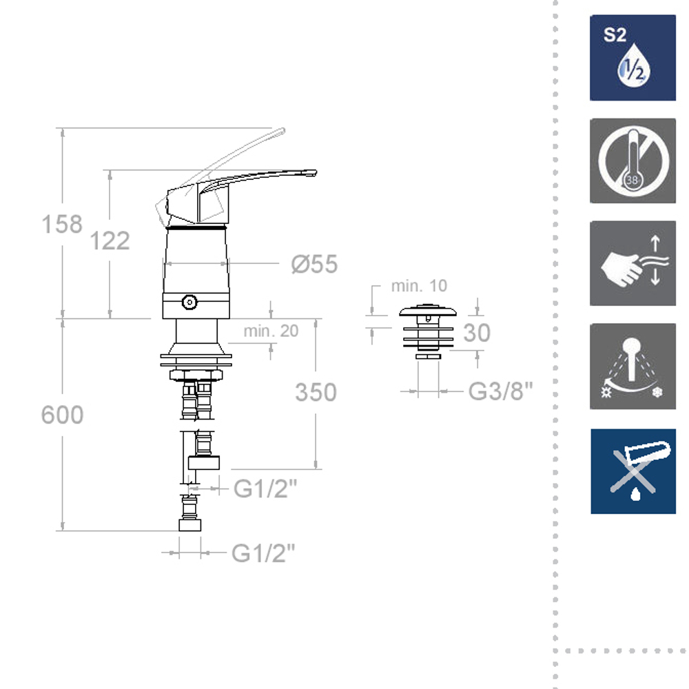 Смеситель для биде встраиваемый NEW FLY SA572301
