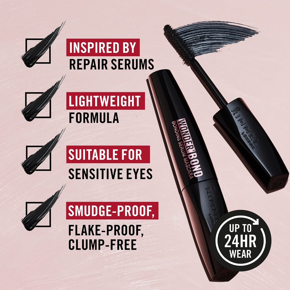 Rimmel Wonder Bond - Тушь для ресниц, утолщающая и удлиняющая тушь для ресниц для роста ресниц. оттенок Brown, 11 ml