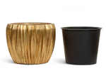 Кашпо TREEZ Effectory Metal Чаша Design Wave Сусальное золото в-32, д-38 см 41.33-07-22-085-GLD-38