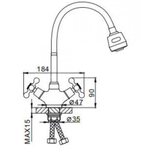 Смеситель для кухни, Frap, гибк излив, с кран-буксой, хром, F4319
