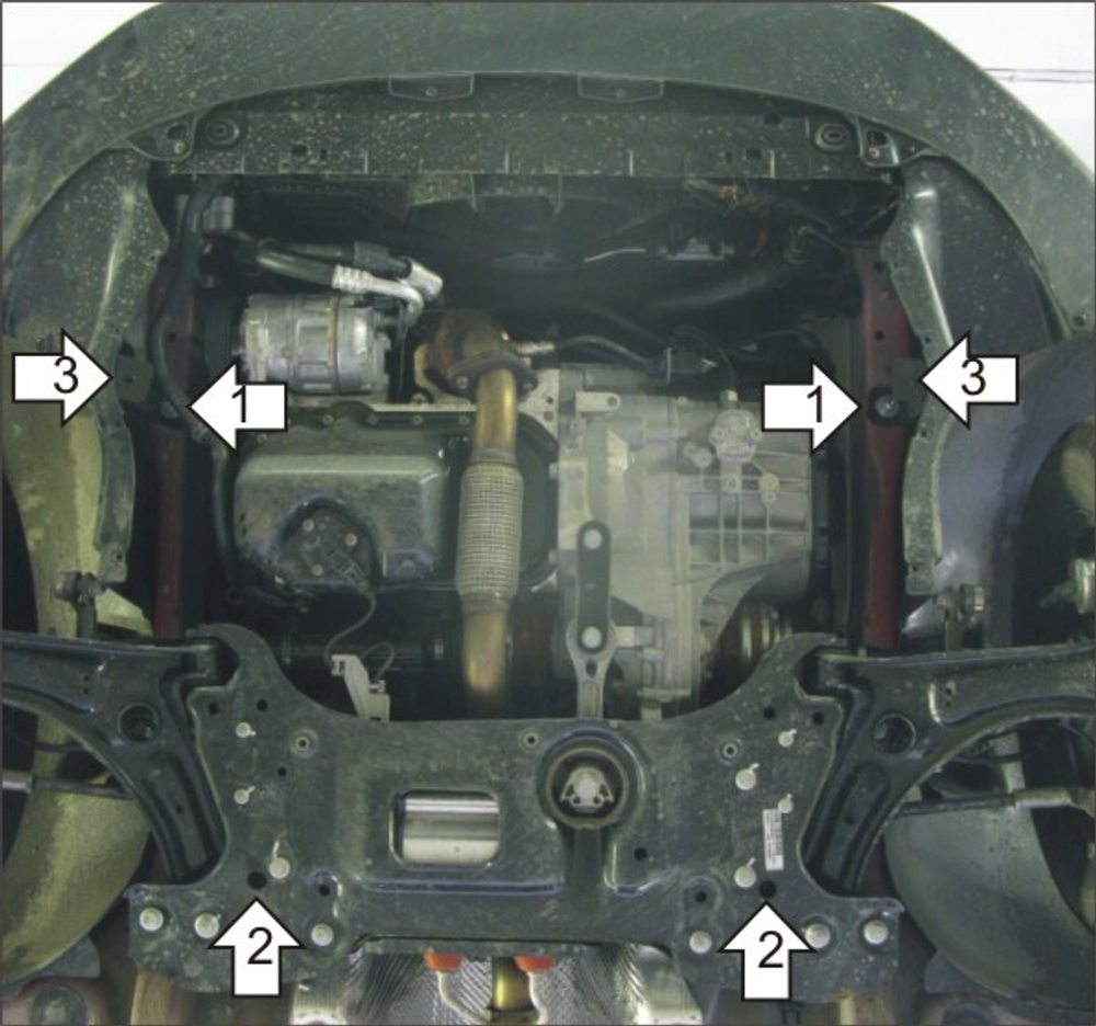 Усиленная защита Motodor картера двигателя, кпп. 2 мм, сталь. для Volkswagen Caddy 2004-2010,Volkswagen Jetta VI 2015-2019,Volkswagen Caddy 2010-2021,Skoda Superb 2013-2015,Volkswagen Jetta VI 2010-2015,Skoda Yeti 2009-2018 арт.02730