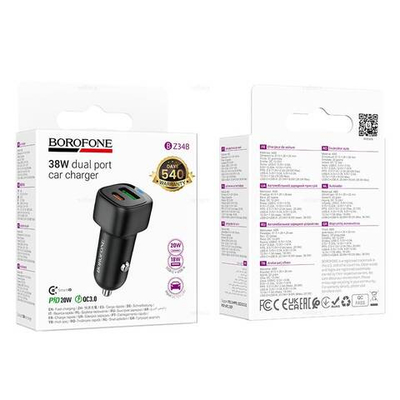 Автомобильное зарядное устройство Borofone BZ34B PD38W QC3.0 (black)