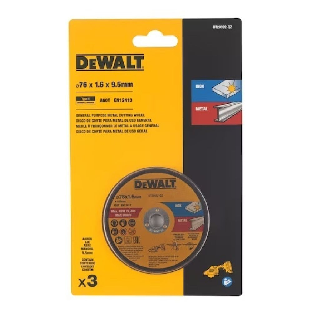 Отрезной диск DEWALT, по металлу, 76x9.5 мм, 3 шт., DT20592