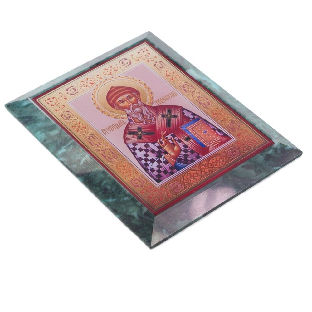 Икона настенная Спиридон Тримифунтский из змеевика 14х18х1,2 см