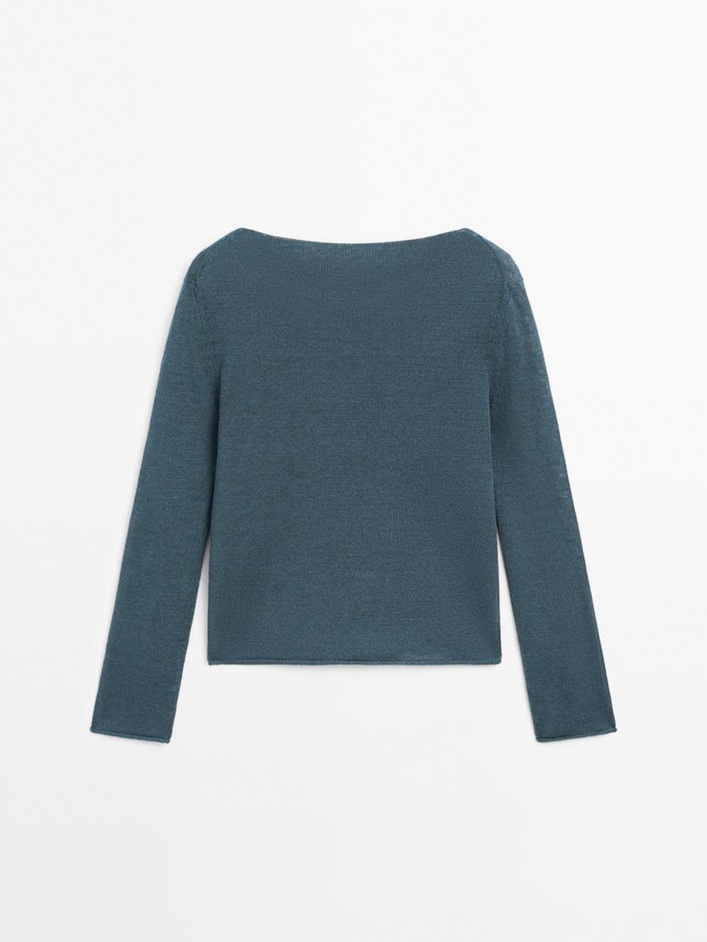 Massimo Dutti Свитер с круглым вырезом, зеленый