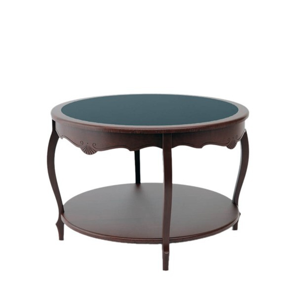 ЮТА-13-21 Стол кофейный со стекл. столешницей Ø840 h=550