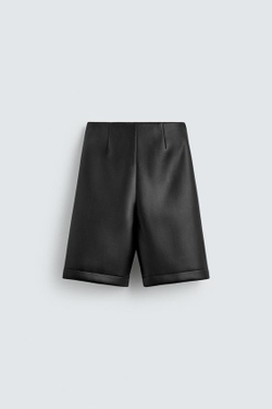 ZARA HARRY LAMBERT X DISNEY ДЛИННЫЕ БЕРМУДЫ С ЭФФЕКТОМ КОЖИ, ЧЕРНЫЙ