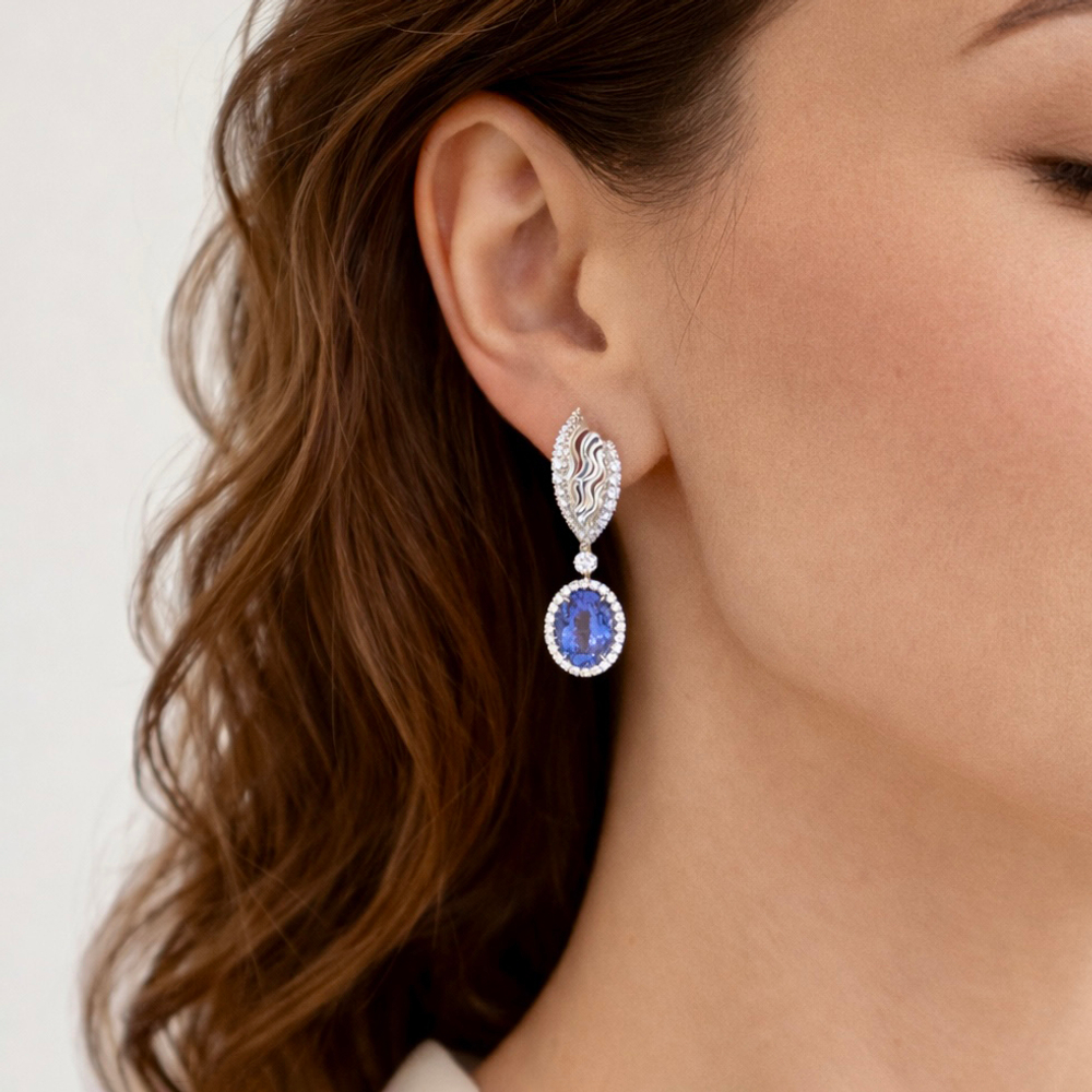 Серьги с Танзанитами и Бриллиантами, E0144-02/1