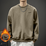 Мужская толстовка с вышивкой, зима, свободного кроя, с круглым вырезом, длинными рукавами, модная, осень-зима