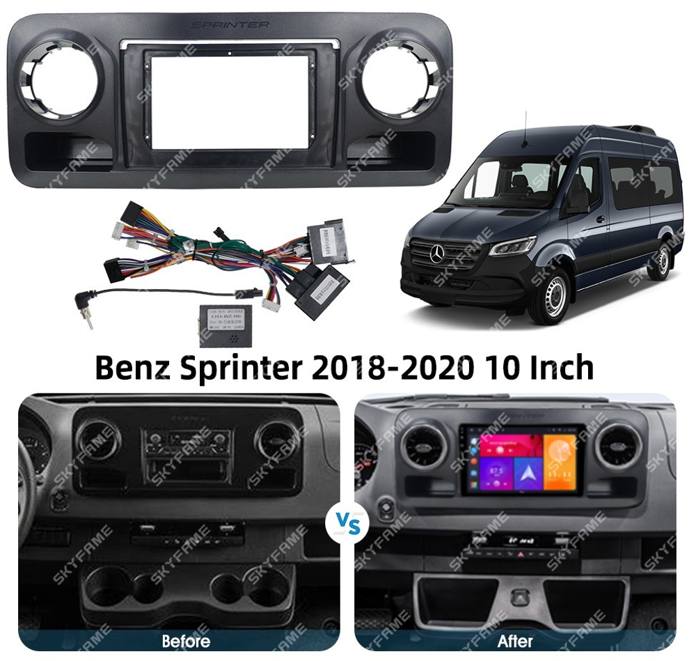 Магнитола для Mercedes-Benz Sprinter 2018-2024+ - Carmedia SF-1021-NPQ QLed, Android 12, TS10,  CarPlay, 4G SIM-слот