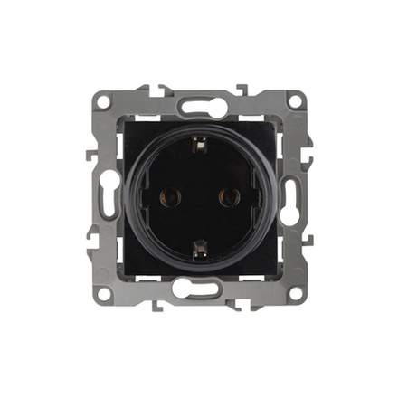 12-2102-06 ЭРА Розетка 2P+E Schuko со шторками, 16A-250В, IP20, Эра12, чёрный