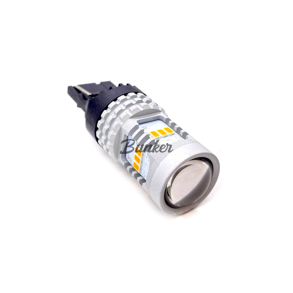 Светодиодная автомобильная LED лампа TaKiMi 7440-3020-14SMD (W21W),Оранжевый,Не полярный,12V