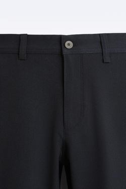 ZARA БРЮКИ КОМФОРТНОЙ ПОСАДКИ ИЗ РЕЛЬЕФНОЙ ТКАНИ, ЦВЕТ НОЧНОГО НЕБА