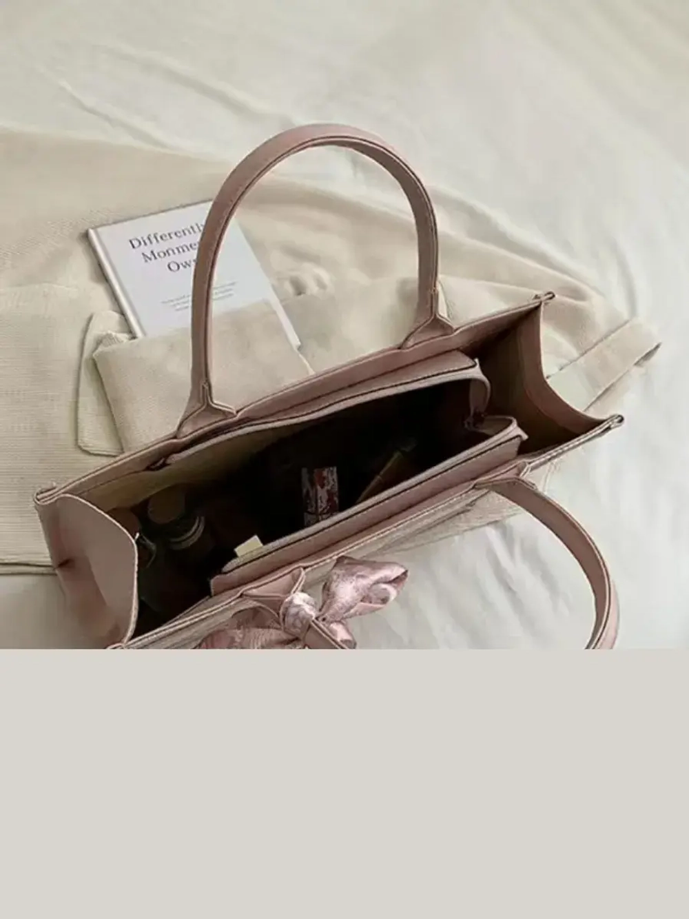 Сумка для учебы тоут розовая y2k с бантиком А5