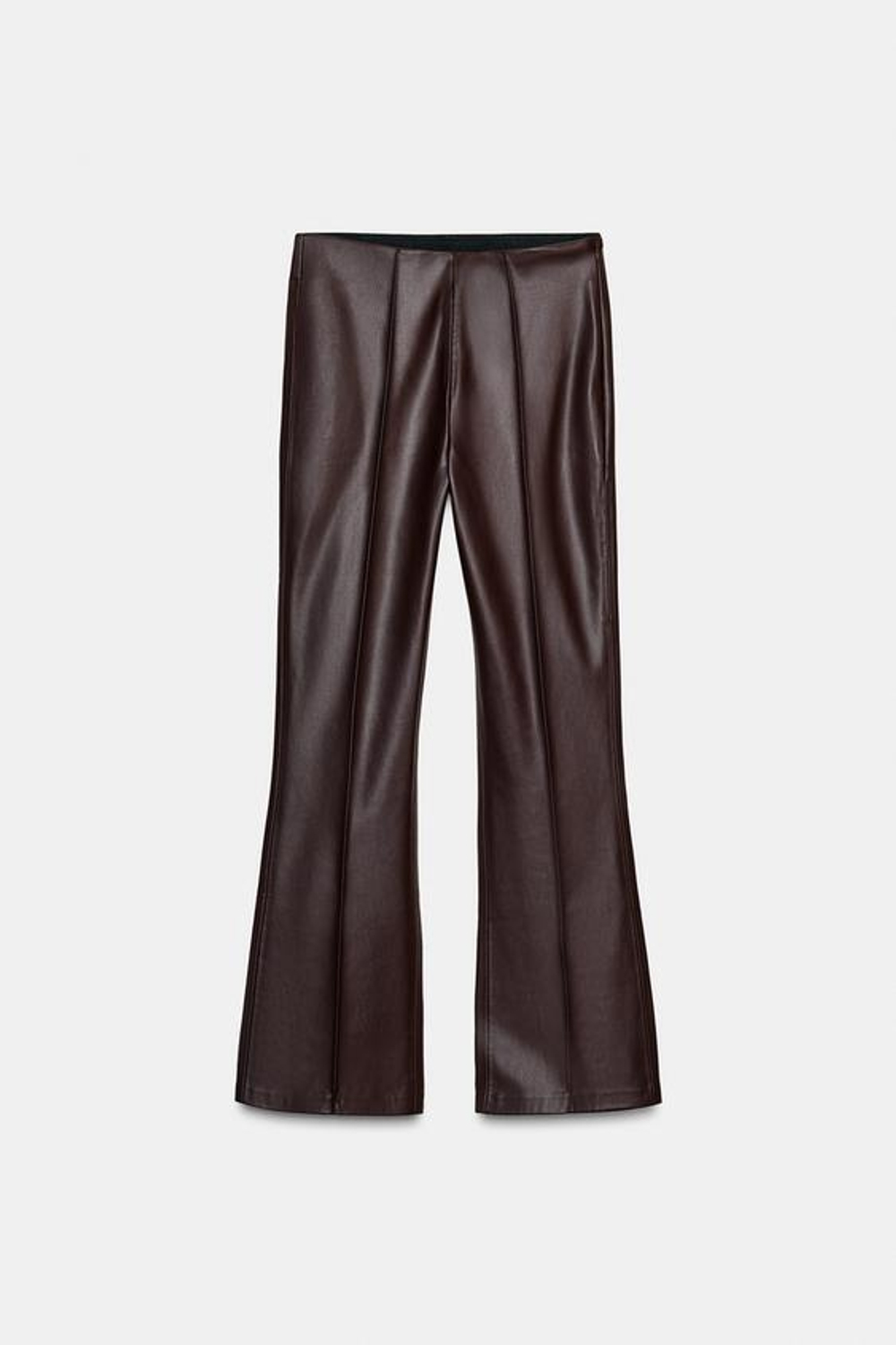 ZARA ЛЕГИНСЫ MINI FLARE ИЗ ИСКУССТВЕННОЙ КОЖИ, КОРИЧНЕВЫЙ