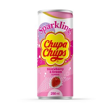 Газированный напиток Chupa Chups Strawberry & Cream со вкусом клубничного крема, 250 мл (Корея)