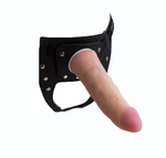 Страпон Харнесс из двух предметов: трусики с плугом и насадка-фаллос - 18 см. (Цвет: телесный)