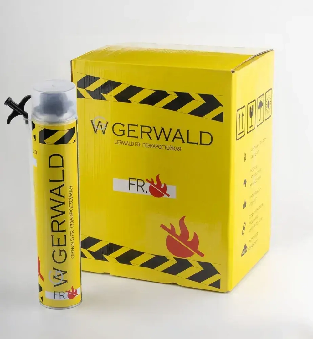 ПОЖАРОСТОЙКАЯ-ОГНЕСТОЙКАЯ профессиональная монтажная пена GERWALD FR 750мл., 850гр. 12шт