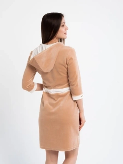 Халат велюровый молодежный с капюшоном