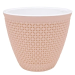 Кашпо для цветов пластиковое 1,6л d-16 см «Ротанг» Пудровый