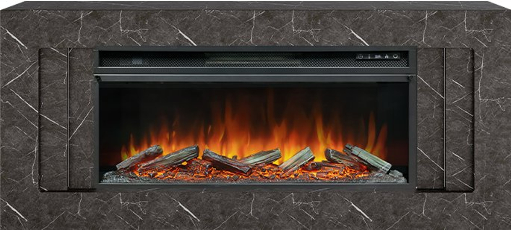 Каминокомплект Line 42 SFT Stone Touch (Разборный) - Серый мрамор с очагом Vision 42 LOG LED