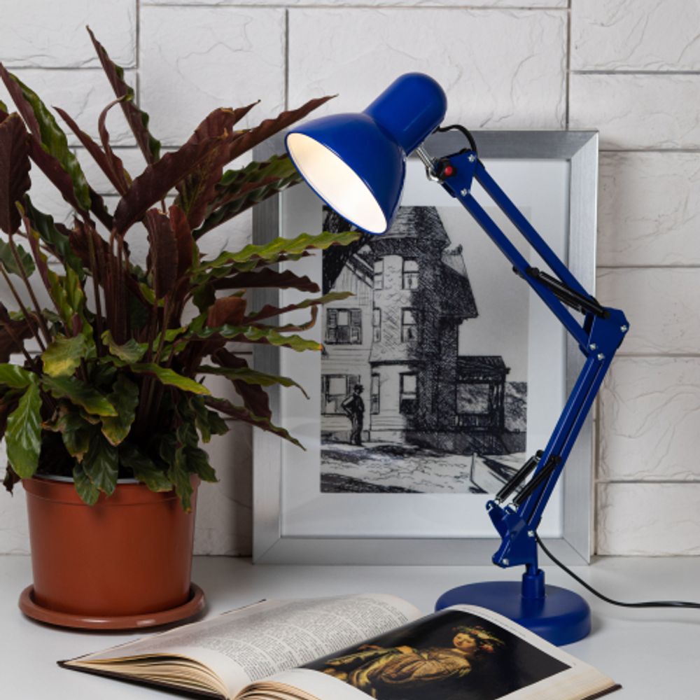 Настольный светильник ЭРА N-214-E27-40W-BU синий | Настольные светильники под лампу