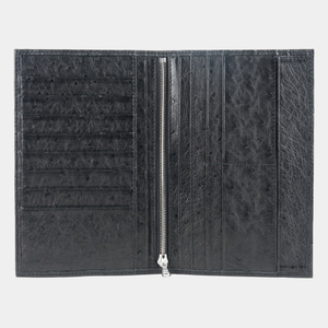 Кошелек мужской кожаный, страус черного цвета