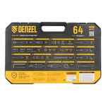 Набор инструментов, 1/2", 1/4", CrV, S2, пластиковый кейс, 64 предмета Denzel