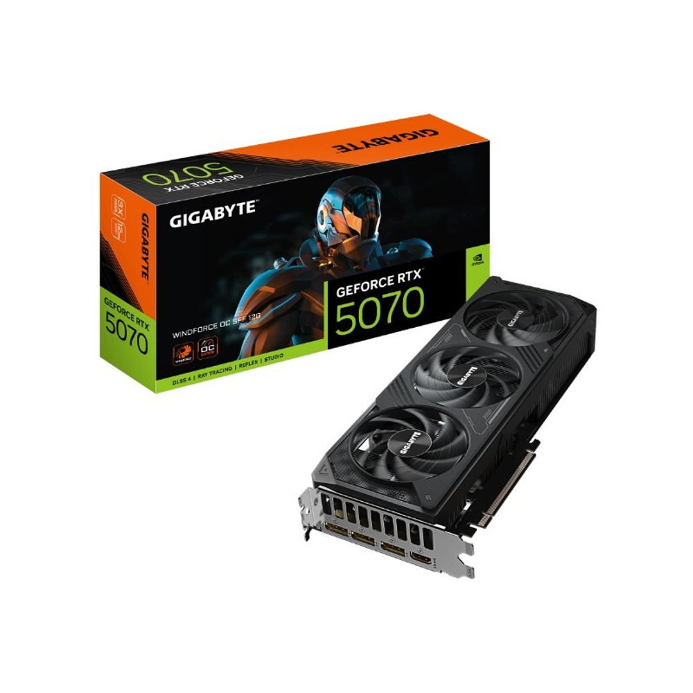 Видеокарта GIGABYTE GeForce RTX™ 5070 WINDFORCE OC SFF 12G GDDR7 192-bit, 2542 МГц