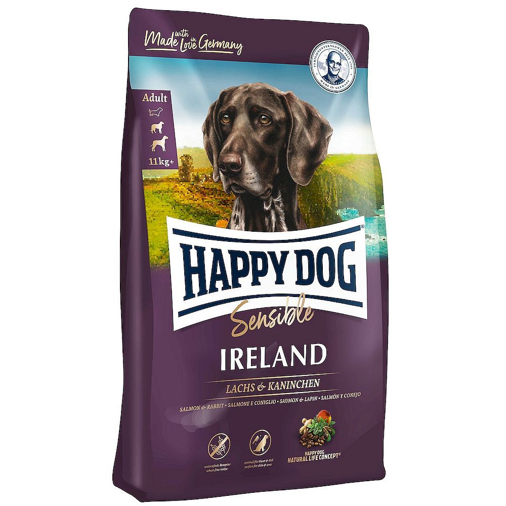 Сухой корм для собак средних и крупных пород Happy Dog Sensible Irland с Лососем и кроликом, Пакет 12,5 кг