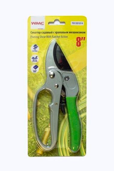 Секатор садовый усиленный с храповым механизмом (L-200мм) WMC TOOLS WMC-TG1301014