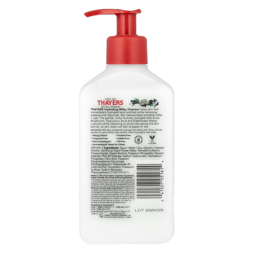 Thayers, Увлажняющее очищающее молочко, снежный гриб, без отдушек, 237 мл (8 жидк. унц.)