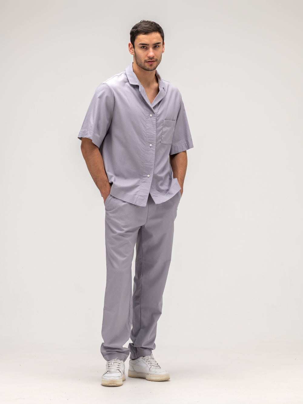 Костюм мужской льняной. Рубашка с брюками.Грей