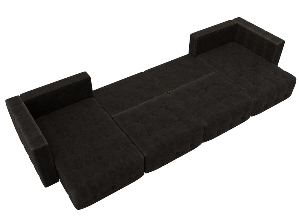 Диван П-образный Лига-052 НПБ Лонг, BRUT 17 ВЕЛЮР коричневый