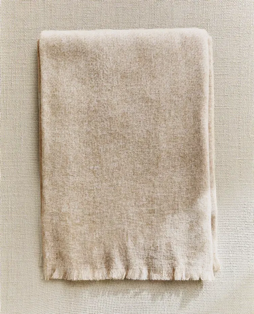 ZARA HOME ПЛЕД С БАХРОМОЙ, ЭКРЮ